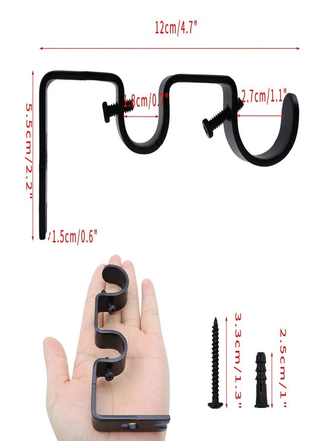 Shonmogar Double Curtain Rod Bracket 2 Pack Metal Curtain Rod Hooks for Wall,Sturdy Curtain Rod Bracket with Screws,Black Wall Mounted Curtain Rod Holders for Bedroom Living Room Office - Image 3